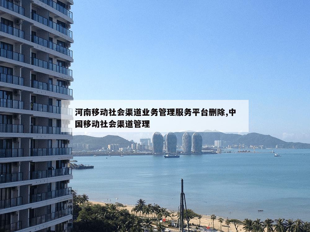 河南移动社会渠道业务管理服务平台删除,中国移动社会渠道管理